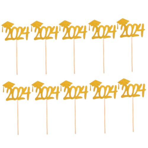 JOINPAYA 20St Abschlussfahne abschlussfeier abschluss party Kuchenaufsatz cake decoration tortendekoration Cupcake Topper für Abschlusstorte Cupcake-Dekore für den Abschluss Papier Golden von JOINPAYA