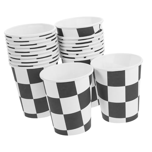 JOINPAYA 20st Racing Party Cup Karierte Tasse Partybecher Rennparty-pappbecher Rennwagenpokale Getränkebecher Mit Zielflagge Reifenbecher Für Kinderparty Partyzubehör Für Rennwagen Papier von JOINPAYA