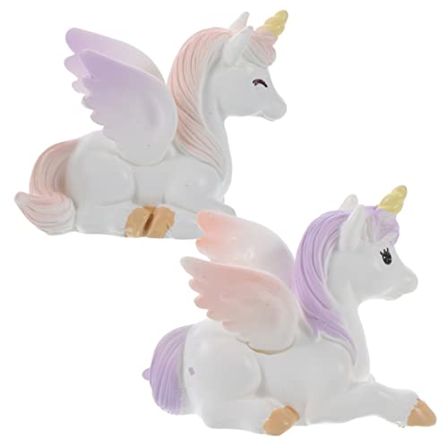 JOINPAYA 2St Mikrolandschaftsdekoration süße Einhornstatue Mini-Einhornfiguren Mini-Einhorn-Figur pflanzendeko einhornpartydeko Miniatur-Einhorn-Ornament winziges Einhorn-Ornament Harz von JOINPAYA