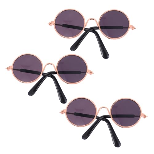 JOINPAYA 2St Mini-Brille Auto Retro-Sonnenbrille Bausatz Haustier Sonnenbrille Figuren tierkostüme Puppen Kleidung mikrowe Fun Toy Puppe Sonnenbrille Runde Metallbrille Eisenlegierung Black von JOINPAYA