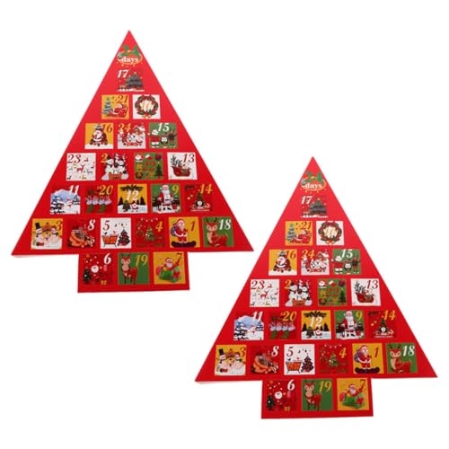 JOINPAYA 2St Weihnachtsgeschenkpaket Adventskalender aus Papier Feiertagspartybevorzugung geschenkverpackung besondere Feiertags-Tischkalender Feiertags-Countdown-Kalender rot von JOINPAYA