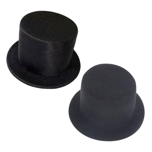 JOINPAYA 2st Mini-Hut Fascinator-Zylinder Mini-Sombrero-hüte Puppenhüte Puppe Obere Kappe Kleine Hüte Zylinder-kuchenaufsätze Formelle Miniaturhüte Kleiner Zylinder Mini-hüte Black Stoff von JOINPAYA