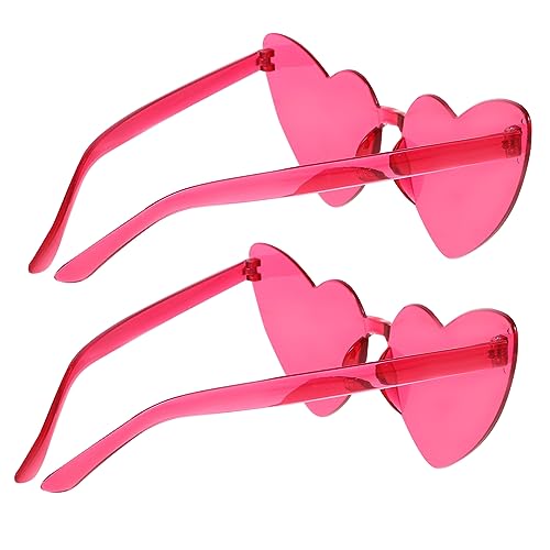 JOINPAYA 2st Randlose in Herzform Googeln Randlose Mit Herz Lustige Brillen Herzförmige Brille Kreis- Trendige Rahmenlose Herzbrille Rave Stk Rosy von JOINPAYA