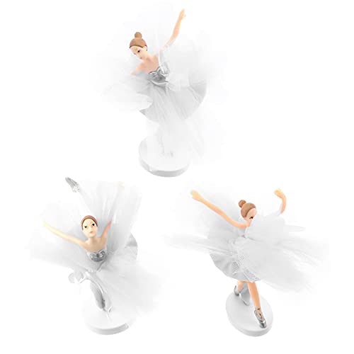 JOINPAYA 3 Sätze Kuchendekoration Figur Party Miniatur-hochzeitstorte Gänseblümchen Hochzeitsdekorationen Mini-kuchenaufsatz Mädchen Ballerina-kuchendekor Porzellanpuppen Weiß Pvc von JOINPAYA