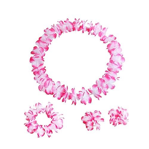 JOINPAYA 3 Sätze Luau Partydekorationszubehör hawaiianische Blumenkette Hula Luau Leis Halsketten Hula-Blumen-Leis halstücher hawaiianische Leis hawaiianische Girlande Rosa von JOINPAYA