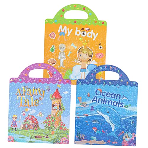 JOINPAYA 3 Sätze Stickerbuch Für Kinder Stickerbuch Mit Meerestieren Mein Body-Sticker-Buch Vorschul-stickerbuch Fensteraufkleber Kinderbücher Lehrbuch Wasserdichtes Umweltschutz-szenenbuch von JOINPAYA