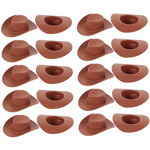 JOINPAYA 30St Mini-Cowboyhut Puppenhut Cowboyhut für Puppen Puppenzubehör Hut Stofftiere Hut Mini dekorativer Hut Mini-Hüte basteln austauschbare kleine Hüte zarte Minihüte Plastik Brown von JOINPAYA