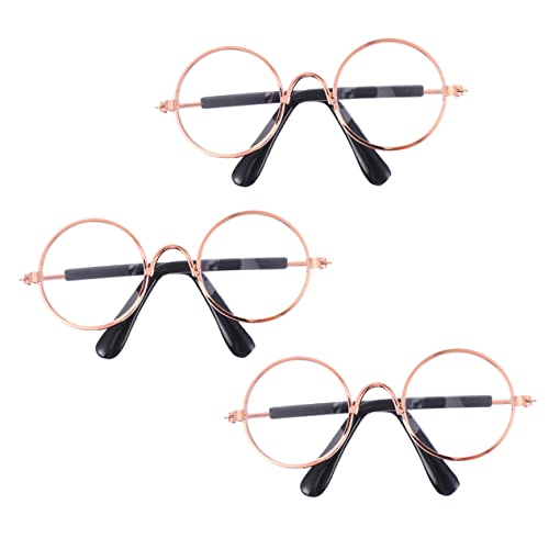 JOINPAYA 3St Mini-Brille Puppe Sonnenbrille Requisiten Mini-Sonnenbrille Puppen Kleidung Puppen Klamotten schnapsgläser Haustier Sonnenbrille Runde Metallbrille Eisenlegierung Transparent von JOINPAYA