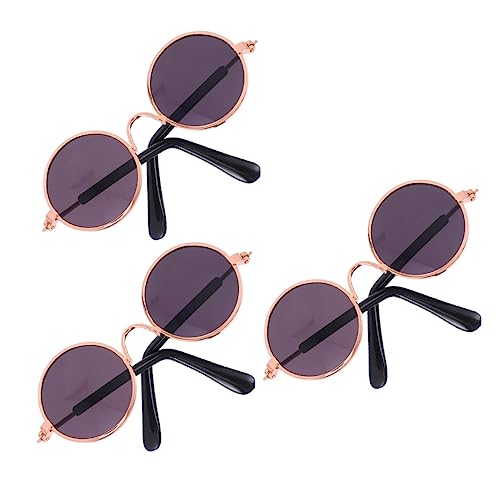 JOINPAYA 3st Mini-Brille Kreisbrille Für Männer Zubehör Für Puppenkostüme Puppe Sonnenbrille Requisiten Cosplay-Brille Miniaturpuppenbrille Retro-Brille Hund Brille Black Eisenlegierung von JOINPAYA