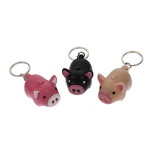 JOINPAYA 3st Schweinchen Schlüsselanhänger Solider Schlüsselanhänger Glühen Kette Taschenlampen Barriere Plüsch Schlüsselhalter Licht Sound Schlüsselanhänger Plastik von JOINPAYA