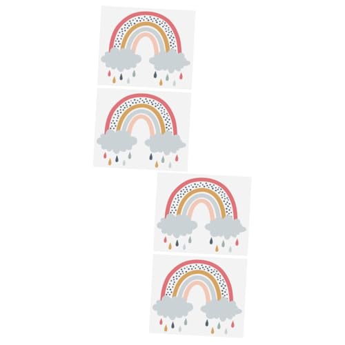 JOINPAYA 4 Blätter Aufkleber Regenbogentropfen Wandtattoo Kinder Große Regenbogen-wanddekorationen Regenbogen-tapete Fensterdekorationen Kinderwandkunst Wolkenwand Schmücken Pvc von JOINPAYA