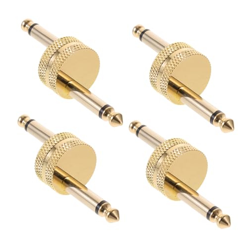 JOINPAYA 4 Stück Audio-Doppelstecker Gitarrenpedale Adapter Instrumentenkabel Auslauf USB-Ladegerät zweifachstecker verbinder Gitarrenzubehör Gitarrenpedal-Patch- Metall Golden von JOINPAYA