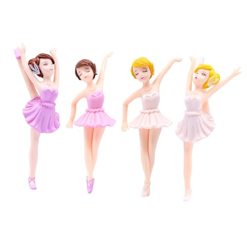 JOINPAYA 4 Stück Ballerina-mädchen Mädchenfigur Miniaturfiguren Tänzer Tanzender Cupcake-topper Ballerina-kunsthandwerk Ballett Tortenaufsatz Rosa Ballettmädchen-statue Kuchen Pvc von JOINPAYA