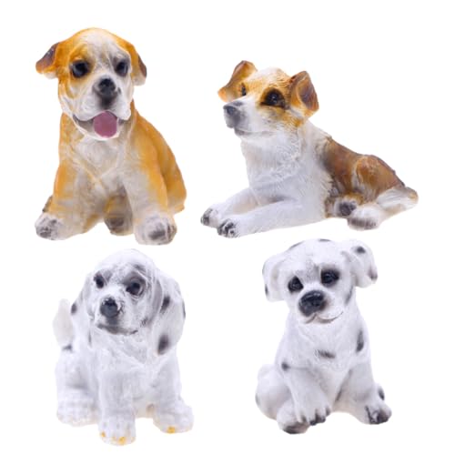 JOINPAYA 4 Stück Simulationshund home decor wohnungsdeko Niedliche Tierfiguren Miniaturtiere hausdeko Mini-Kuchen Mini-Spielzeug Welpen-Cupcake-Topper Cupcake-Topper mit Hund Harz von JOINPAYA