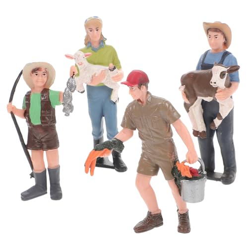 JOINPAYA 4 Stück Statisches Charaktermodell Kuchen Spielzeug Miniatur-bauernfigur Bauernfigur Figur Farm People-Modell Modell Spielzeug Simulationsbauernfigur Bäuerliche Figur PVC von JOINPAYA