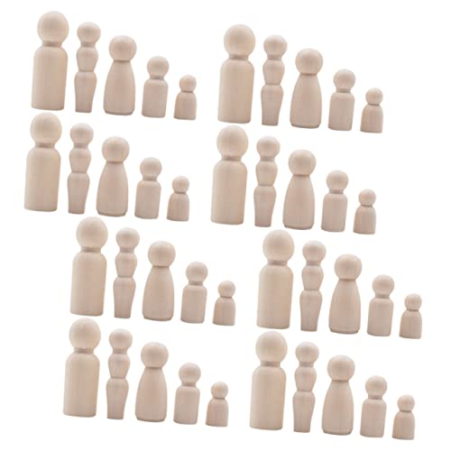 JOINPAYA 40St Schneemann-Holzperlen-hängende Schnur peg doll Leute Basteln Sie Peg-Menschen Steckspiel bastel Set für Kinder Bastelset für Kinder Menschen Figuren Wanddekoration Beige von JOINPAYA