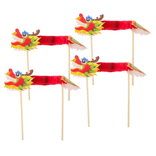 JOINPAYA 4pcs Paper Dragon Handheld Prop Cartoon Chinese Dragon Decoration Paper Drache Girlande von JOINPAYA