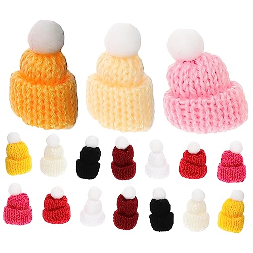 JOINPAYA 50 Stück Mini-Mütze Mini Strickmützen Puppenhüte Mini-Dekor Mini-Hutverzierungen Bastelhüte Mini-Weihnachtsmützen zum Basteln dekorative Strickmützen Kleiner Hut Polyester von JOINPAYA