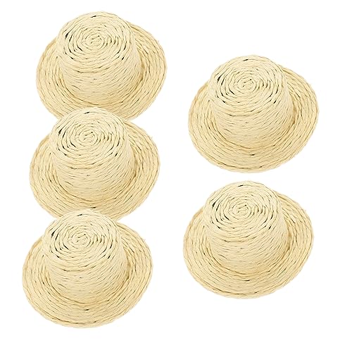 JOINPAYA 5st Mini-Zylinder Mini-strickhut Aus Stroh Miniatur-puppenhüte Mini-Hut-Ornament Cocktailhut Kleiner Hut Foto-Requisite Mini Gewebter Hut Puppenstuben-strohhüte Beige Kunststoff von JOINPAYA