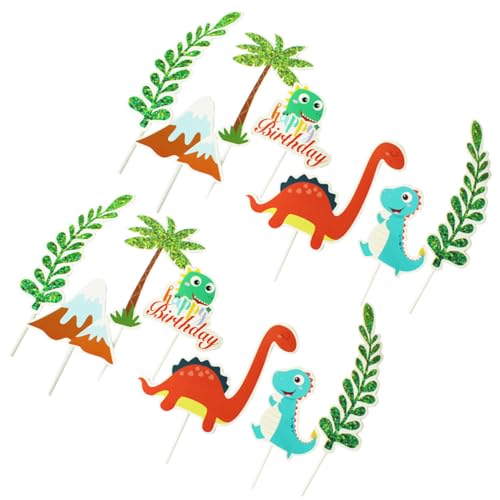 JOINPAYA 6 Sätze À 42 Stück Kucheneinsatz Wald-Cupcake-Topper süße Topper-Picks thematisiert geburtstagsdeko dinozug Dinosaurier-Cupcake-Picks Kuchen Topper hölzern von JOINPAYA