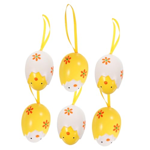 JOINPAYA 6St Eierschalen-Küken-Anhänger easter egg decoration ostern Eierhänger geschenktasche ostern ostegeschenke Osterdekoration Ei-Ornamente Ostereier aufhängen Plastik Yellow von JOINPAYA