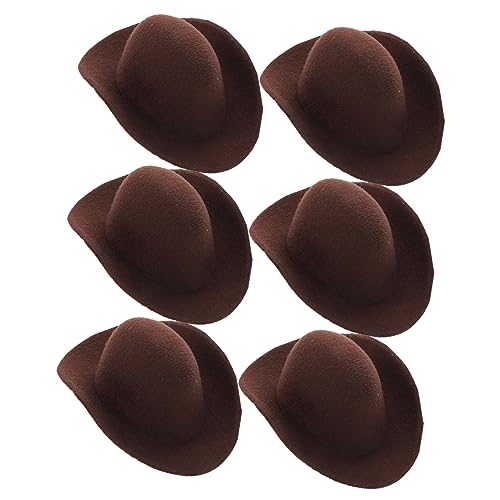 JOINPAYA 6St Mini-Cowboyhut Puppenhut-Spielzeug Puppenhüte süßer Partyhut Mini-Puppenmütze Cowgirl-Kostümzubehör Kinder cowboyhut Mini cowboyhut Miniaturhüte Miniaturhut Stoff Light Brown von JOINPAYA