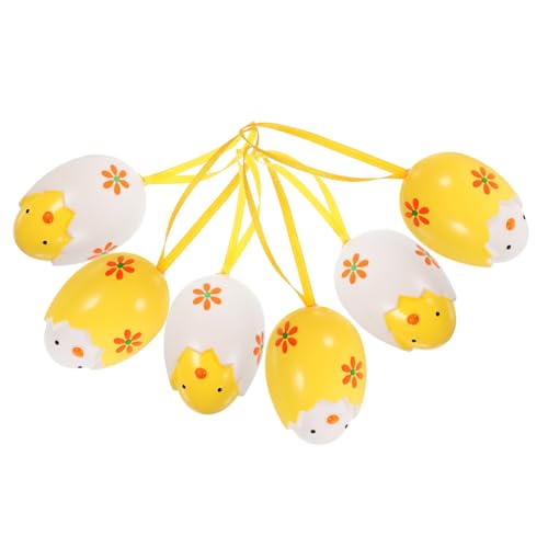 JOINPAYA 6St Ostereier easter egg decoration ostern Easter Dekoration ostergeschenk für eggholder Eiförmige Baumdekoration zum Aufhängen Osterei hängende Dekoration Plastik Yellow von JOINPAYA