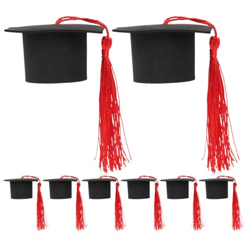 JOINPAYA 8 Stücke Graduation Cap Kuchen Topper Klasse Von 2024 Papier Dekorationen Rote Quaste für Kuchen von JOINPAYA