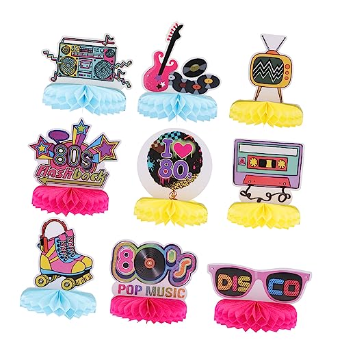 JOINPAYA 9 Stück Der 80er Jahre Retro- Rave-Outfits Für Frauen Tischdekoration Im Stil Der 90er Lets Party Leuchtreklame Neon-Accessoires Wabenparty Funky Colorful Papier von JOINPAYA