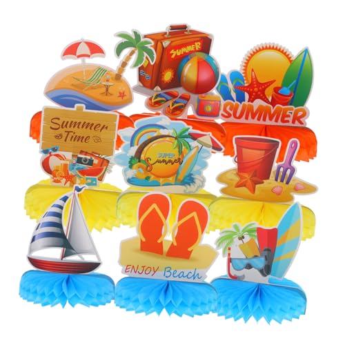 JOINPAYA 9 Stück Sommerparty Dekorationen Tischdekorationen Heimdekorationen Party Layout Requisiten Tropische Tischaufsätze Hawaiianische Party Ornamente Tafelaufsätze Waben von JOINPAYA