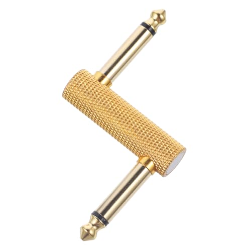 JOINPAYA Gitarrenkabel Draht-Flachstecker Netzwerk Schrumpfverbinder Rad Gitarrenverbindungskabel Z-förmiger Gitarrenadapter E-Gitarren-Pedalanschluss 6,35 Gitarrenstecker Metall Golden von JOINPAYA