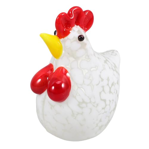 JOINPAYA Party-Hühnerdekorationen Hühnerfigur Sammelfigur Henne Figur Miniaturhühner Kinderparty Dekoration Handgefertigte Glasfigur zarte Hühnerstatue Desktop-Glas-Huhn-Dekor Weiß von JOINPAYA