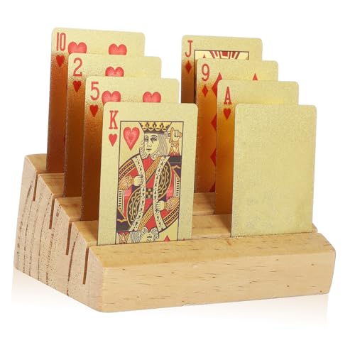 JOINPAYA Spielkarten Mit Holzsockel Spielkartenständer Spielkartenhalter Für Erwachsene Tischkartenhalter Aus Holz Spielkartenständer Spielkartenhalter Tablett Spielkartenständer von JOINPAYA