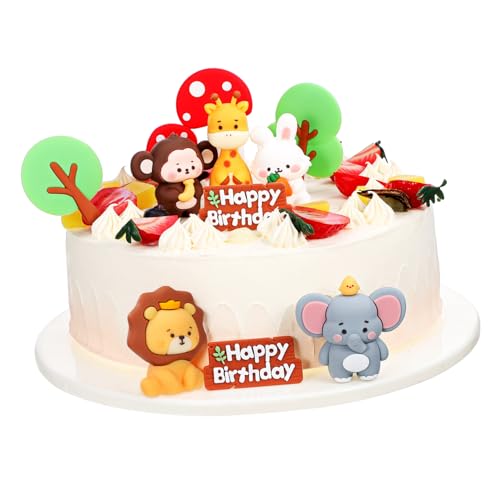 JOINPAYA Waldtier Kuchenaufsätze Babyparty Dekoration Mini Tierfiguren Für Kuchendekoration Süße Tiermodelle Für Kindergeburtstagsfeiern Soft Dekorationen Mit Elefant von JOINPAYA