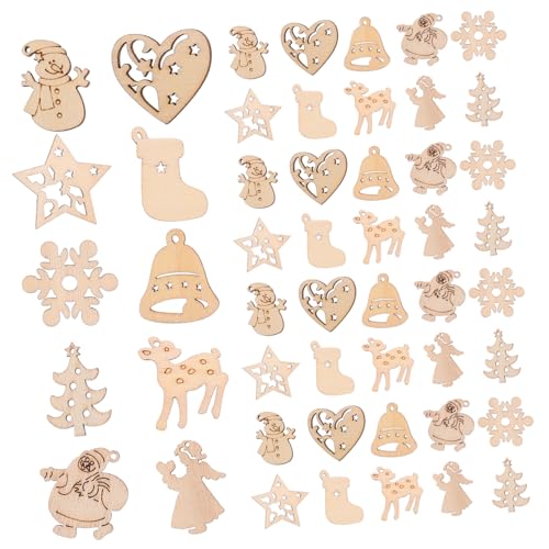 JOINPAYA Weihnachts Holzschmuck Ausschnitte 10 Verschiedenen Designs Schneemann Engel Rentier Glocken Und Herzen Für Kreative Weihnachtsdekoration Und Bastelprojekte von JOINPAYA