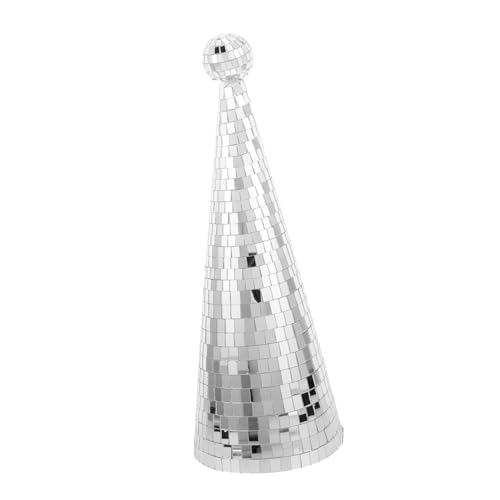 JOINPAYA Festival Disco Weihnachtsbaum Tischdekoration Spiegel Weihnachtsbaum Modell Weihnachtsstatue 30x14cm Silber von JOINPAYA