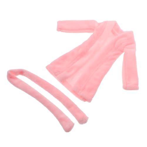 JOINPAYA Zubehör Für Puppenpyjamas Zubehör Für Miniaturpuppen Kleidung Für Minipuppen Puppen-Bademantel-Outfit Puppengewand Puppenkleidung Mini-Bademantel-Accessoire Plüsch Rosa von JOINPAYA