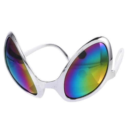 JOINPAYA außerirdische Brille Spaßbrille für Party Streamer ovale Retro-Sonnenbrille party sonnenbrille alien brille Alien-Brillen-Requisiten Außerirdische Cosplay-Sonnenbrille pp Silver von JOINPAYA