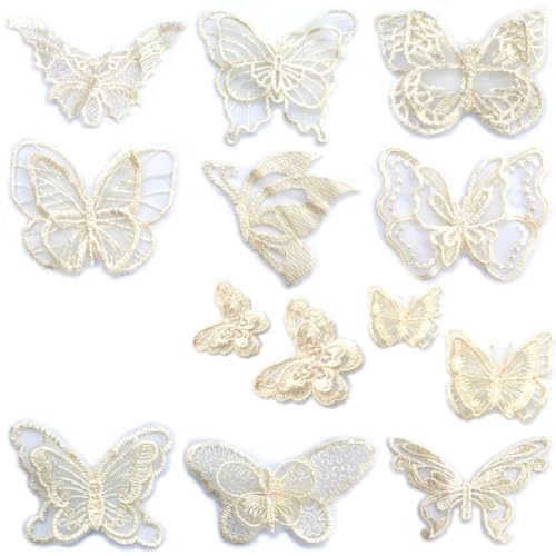 13 Stück Stickerei Schmetterling Applikation Nähen Blume Kragen Patch für Hochzeit Party Kleid Brautkleid Kleidung DIY Handwerk von JOIZPAPA