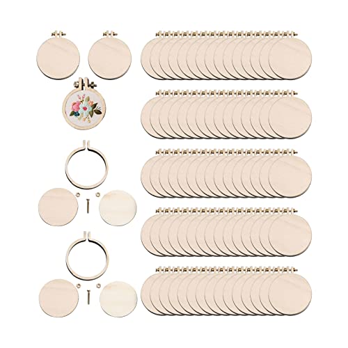 JOJOCY 80 Sets Mini-Stickrahmen aus Holz, 2,5 cm, rund, Mini-Kreuzstichrahmen, Mini-Ring, Stickkreis für DIY-Anhängerhandwerk von JOJOCY