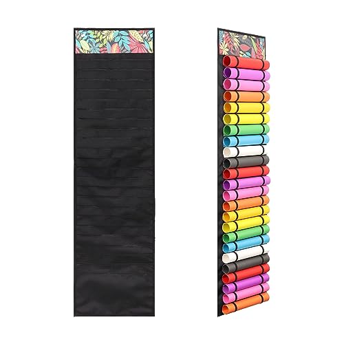 JOJOCY Vinyl-Organizer-Halter, 24 Löcher und 23 Taschen, Vinyl-Aufbewahrung, Organizer, Wandhalterung, über der Tür, Bastelvinyl-Rollenhalter für Vinylbögen, Wärmetransferpapier von JOJOCY