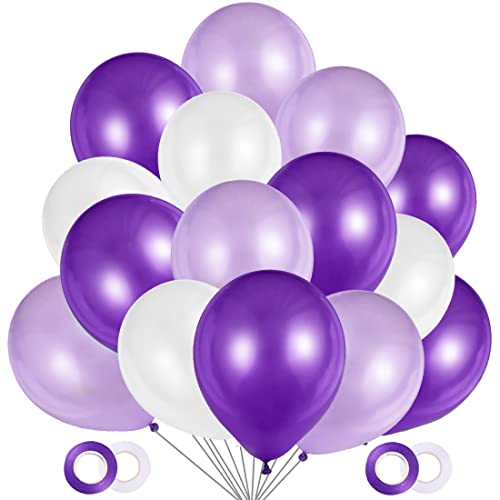 JOJOR Luftballons Lila Weiß, 100 Stück Pastell Lila Ballons 30cm, Ballon Violett helium, Luftballons Lavendel für Geburtstag Konfirmation Feier Jubiläum Hochzeit Bride JGA Party Deko Lila von JOJOR