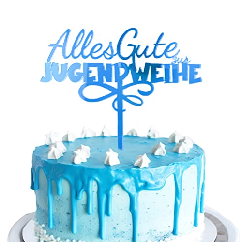 Jugendweihe Kuchendekoration Acryl Jugendweihe Tortenstecker Blau Jugendweihe Deko Junge Mädchen Geburtstag Cake Topper von JOJOR