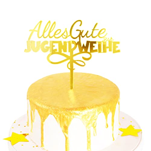 Jugendweihe Kuchendekoration Acryl Jugendweihe Tortenstecker Gold Jugendweihe Deko Junge Mädchen Geburtstag Cake Topper von JOJOR