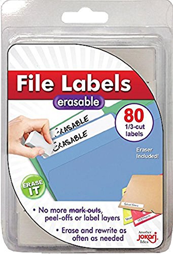 Jokari WCR80 Erasable File Labels mit 80 Etiketten und Radiergummi, Weiß von JOKARI