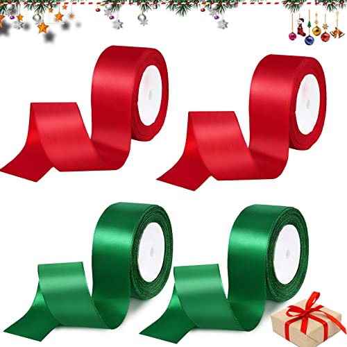 2 Farben 22m X 25mm Satinband, Geschenkband, Weihnachtsbänder, Ripsband, Schleifenband Geschenkband Bänder zum Basteln und Geschenk Verpacken, DIY Haarbänder, Hochzeit Party Decor (4 Rollen) von JOKILY