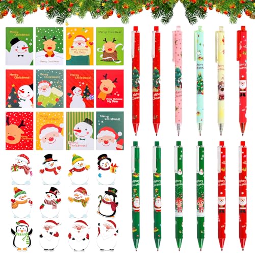 36 Stück Weihnachten Briefpapier Set, Weihnachten Bleistifte, Gelschreiber Weihnachten, Haftnotizen Klebezettel Weihnachten, Weihnachten Notizblock, Weihnachtsstifte für Kinder Geschenke Tasche Füller von JOKILY