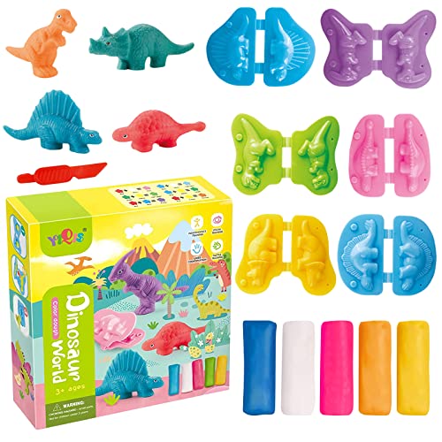 JOKILY 12 Stück Knete Zubehör Knetwerkzeug, Intelligente Knete Set mit 6 Dinosaurier Modelliermasse Lufttrocknend, DIY Knetwerkzeug Dinosaurier Plastilin Werkzeuge, Kinder Kunsthandwerk Geschenk (A) von JOKILY