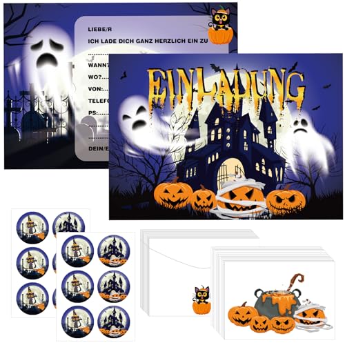 JOKILY Halloween Einladungskarten Kinder, 12 x Halloween Party Einladungen, Gruselige Einladung Halloween Aufklebern für Halloween Party, Witzige Einladungskarte zum Halloween Kindergeburtstag (B) von JOKILY