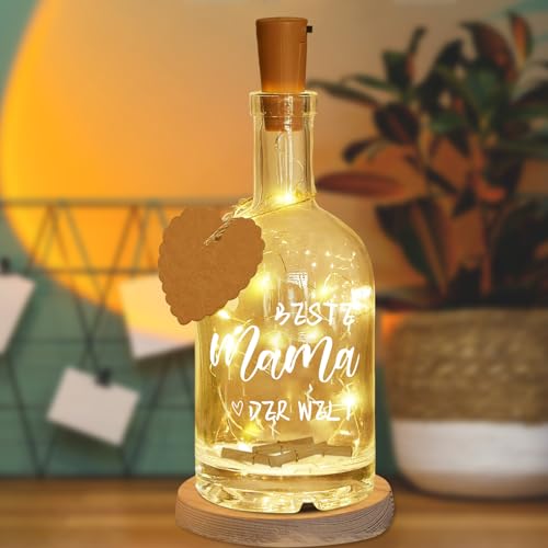 JOKILY Weihnachtsgeschenke für Mama, Geschenke für Frauen, LED Flaschenlicht für Mama Lichterketten, Personalisiert Geschenk für Geschenkanhänger Oma Geschenke Muttertag Weihnachten (B) von JOKILY